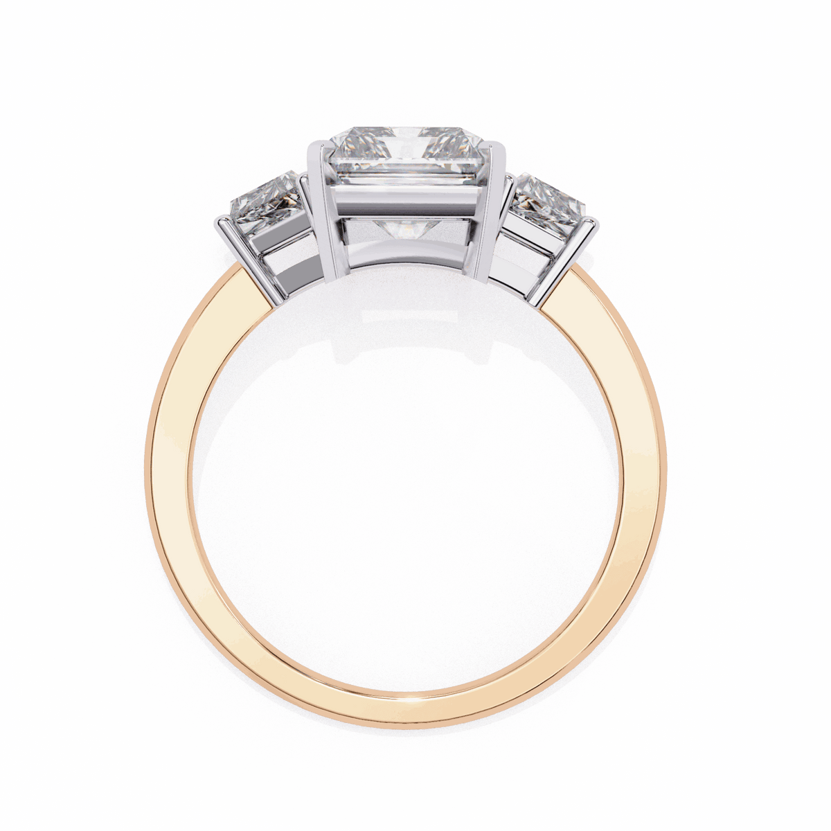 5.25 Carat Emerald Three Stone Solitaire Ring in Moissanite | House of Estara