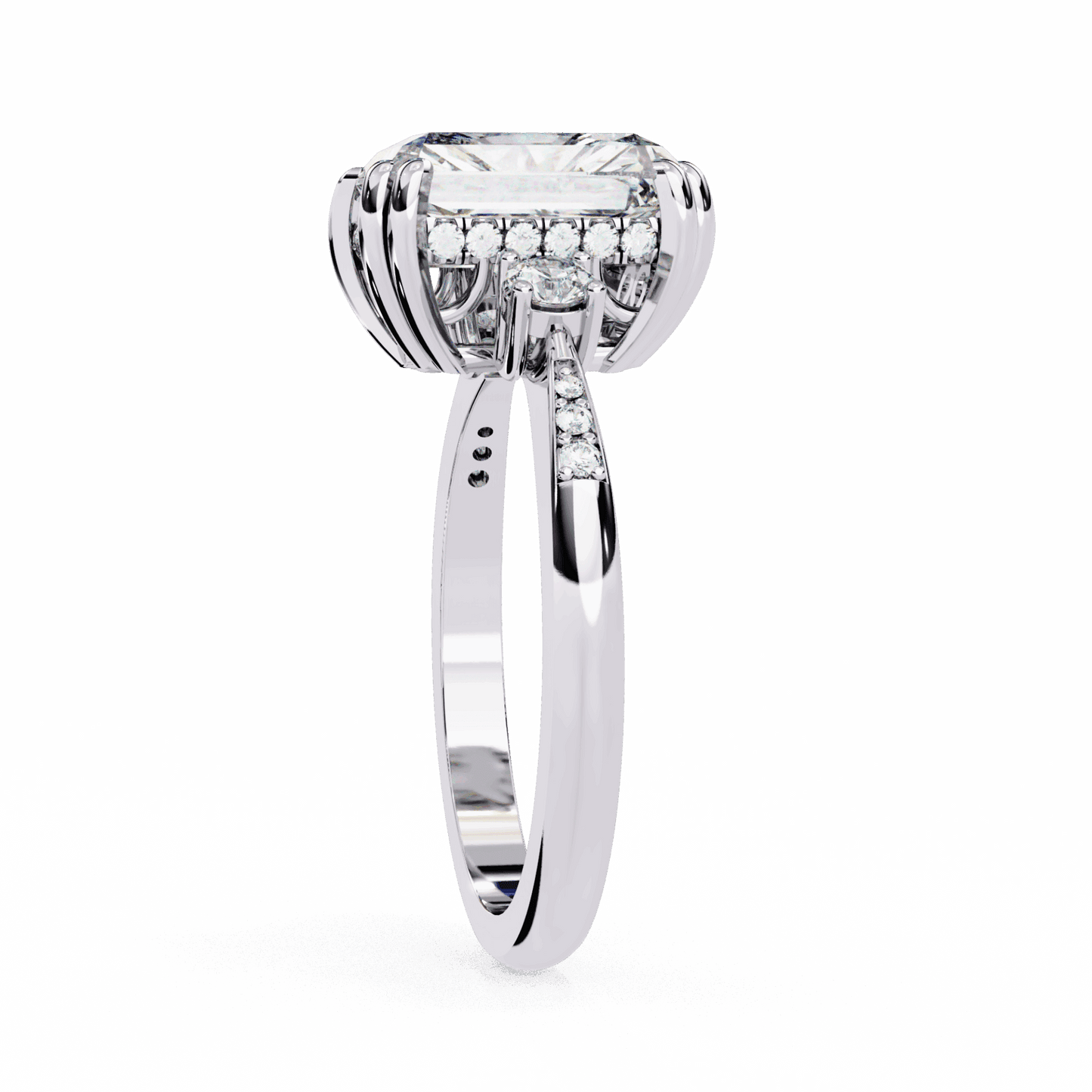 4 Carat Radiant Three Stone Solitaire Ring in Moissanite | House of Estara