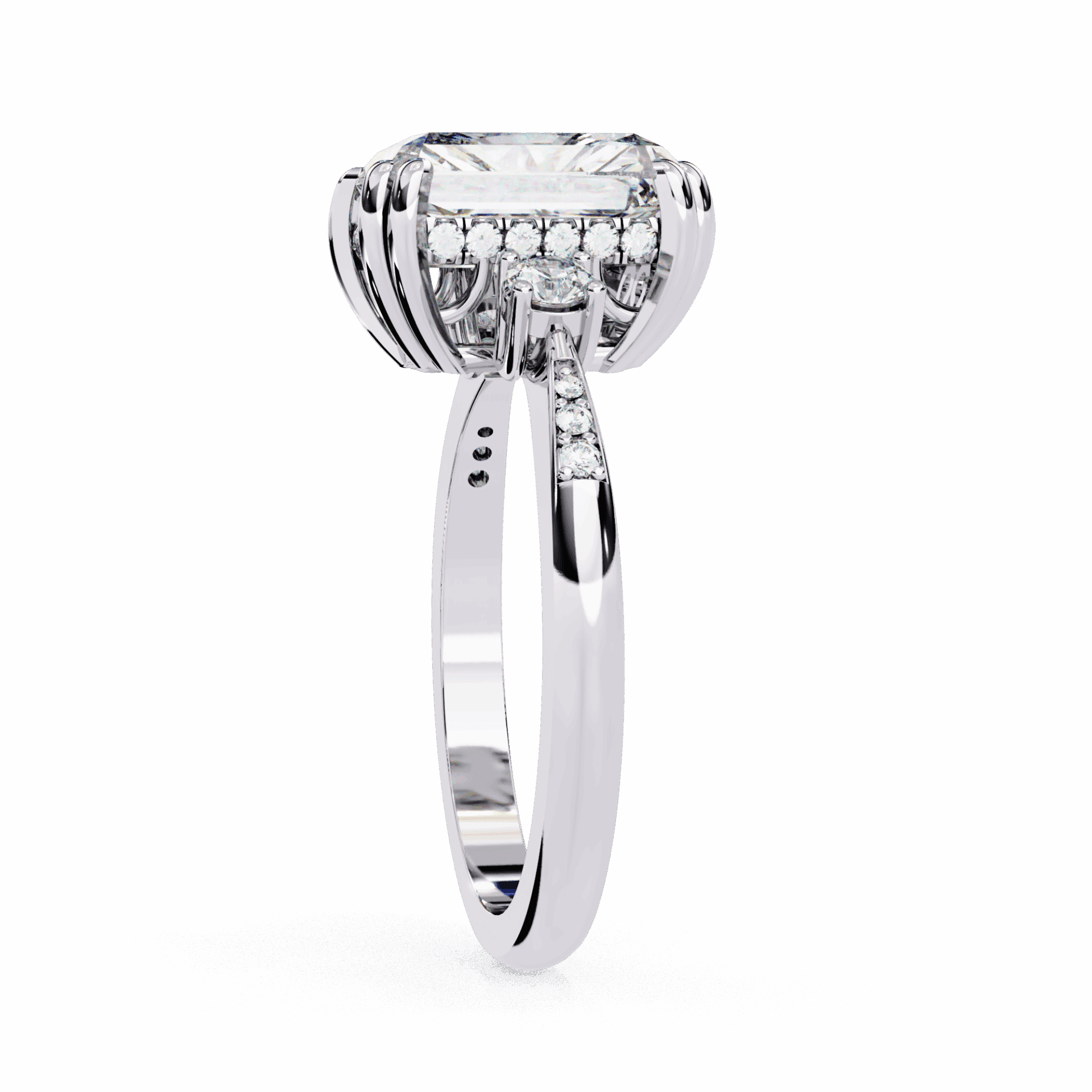 4 Carat Radiant Three Stone Solitaire Ring in Moissanite | House of Estara