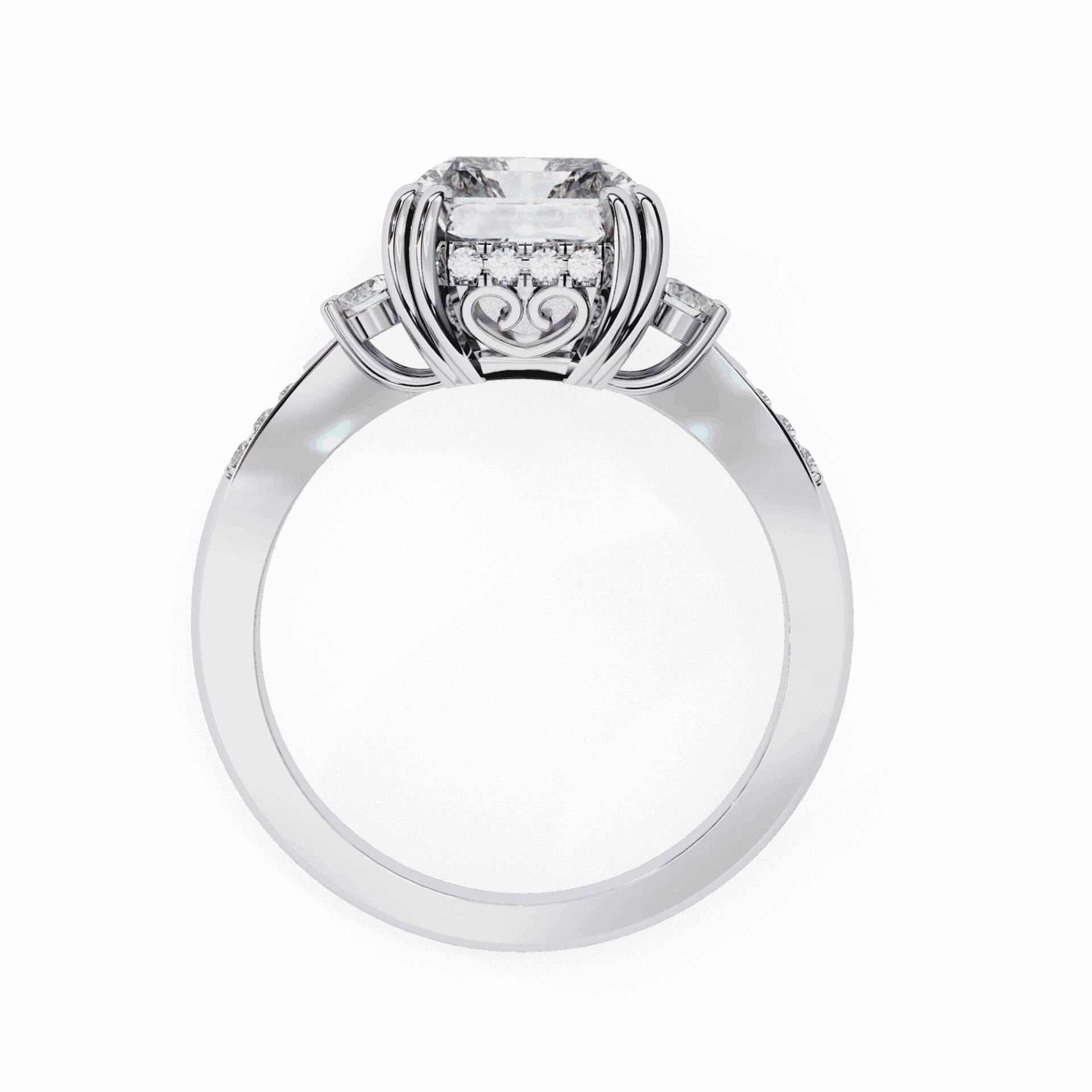 4 Carat Radiant Three Stone Solitaire Ring in Moissanite | House of Estara