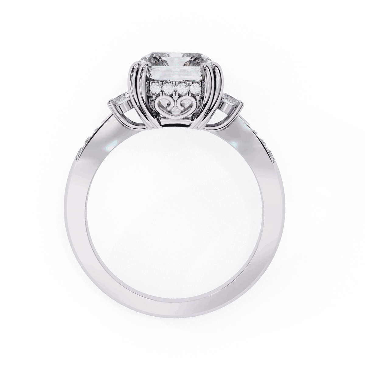 4 Carat Radiant Three Stone Solitaire Ring in Moissanite | House of Estara