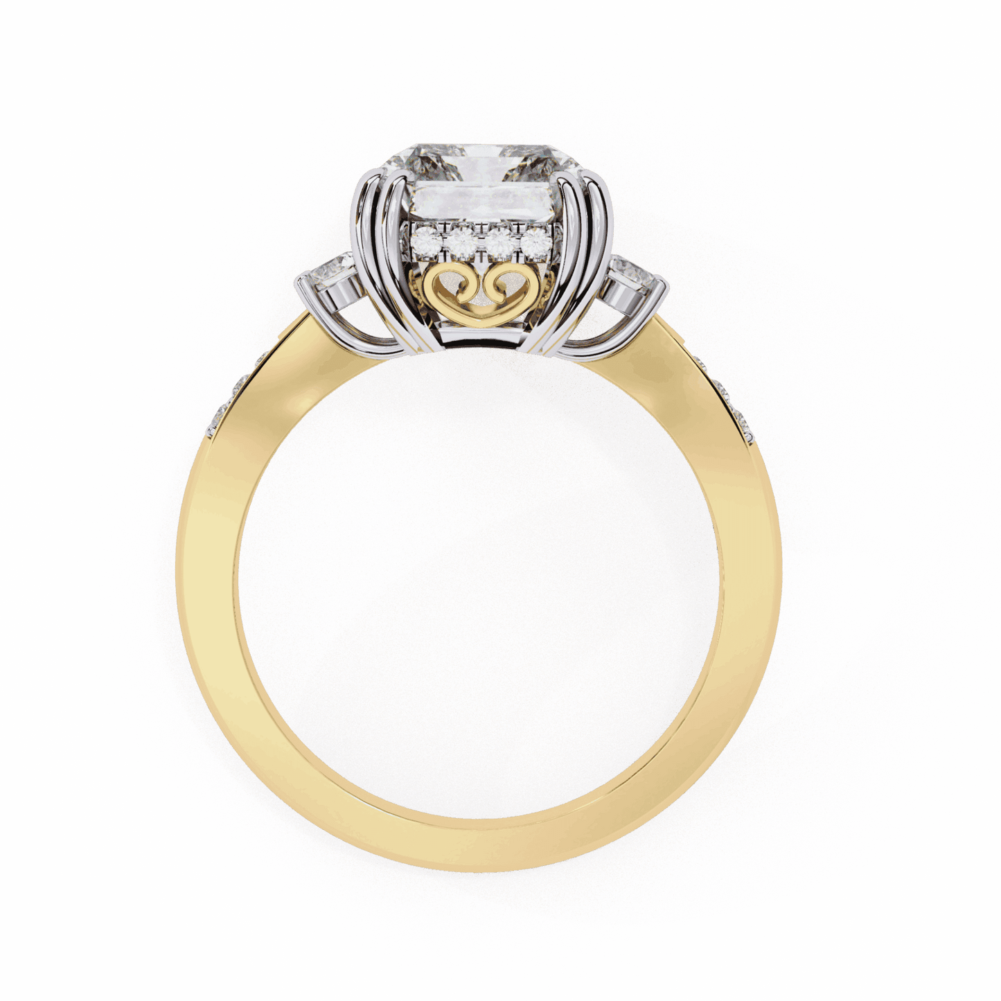 4 Carat Radiant Three Stone Solitaire Ring in Moissanite | House of Estara