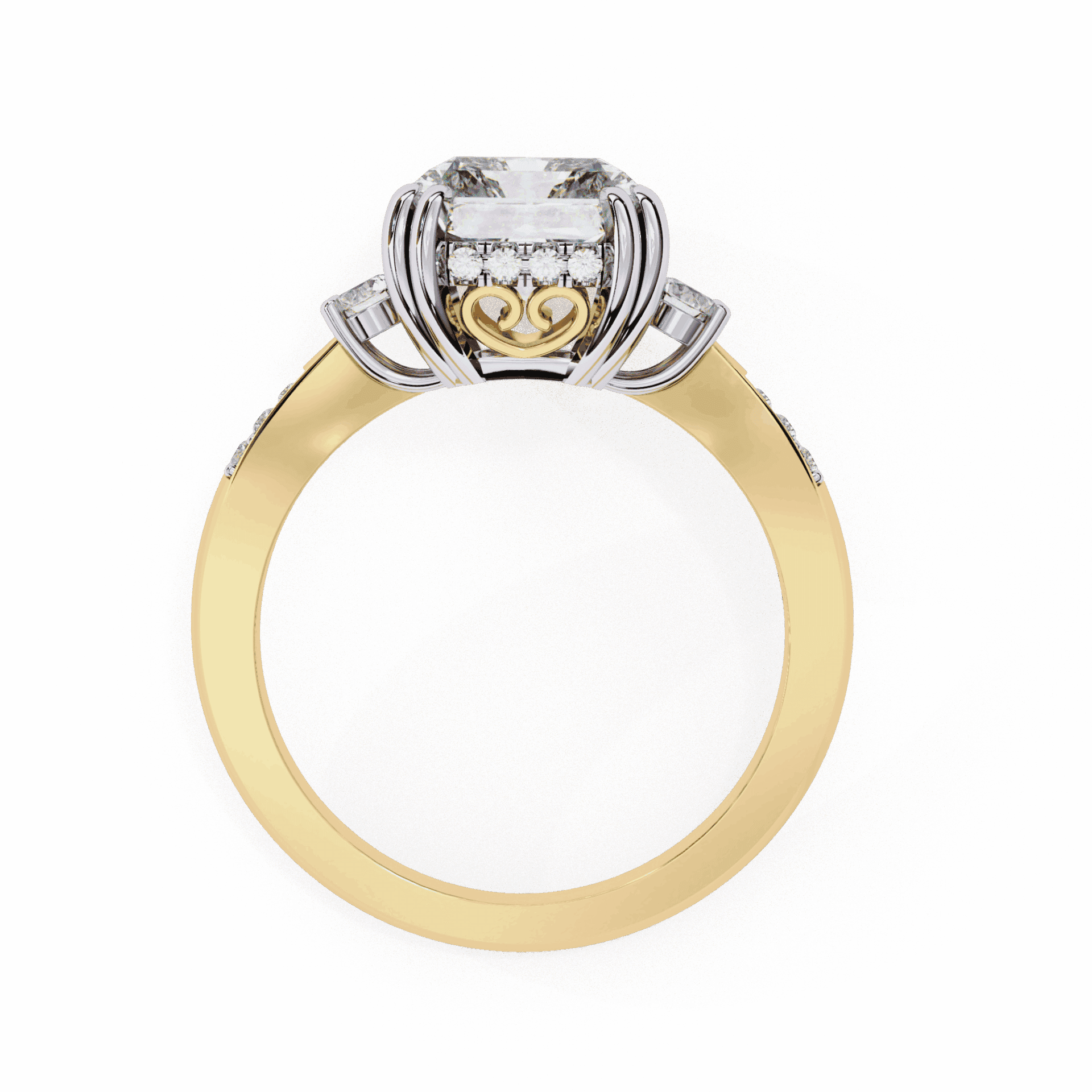 4 Carat Radiant Three Stone Solitaire Ring in Moissanite | House of Estara