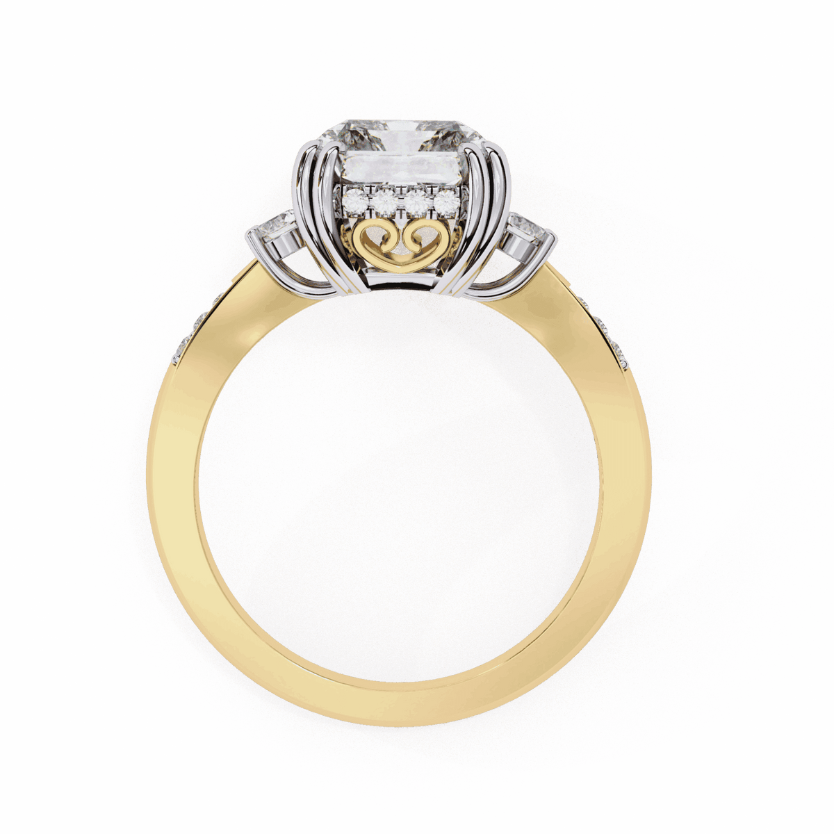 4 Carat Radiant Three Stone Solitaire Ring in Moissanite | House of Estara