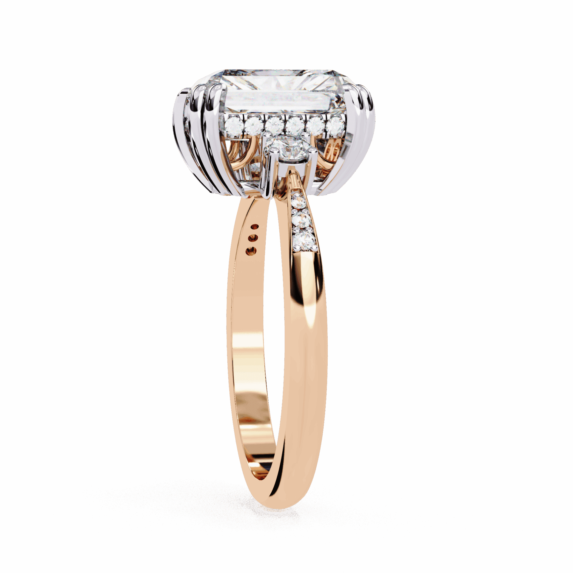 4 Carat Radiant Three Stone Solitaire Ring in Moissanite | House of Estara