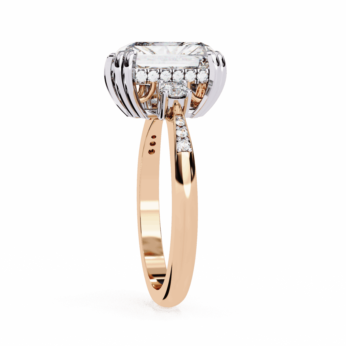 4 Carat Radiant Three Stone Solitaire Ring in Moissanite | House of Estara