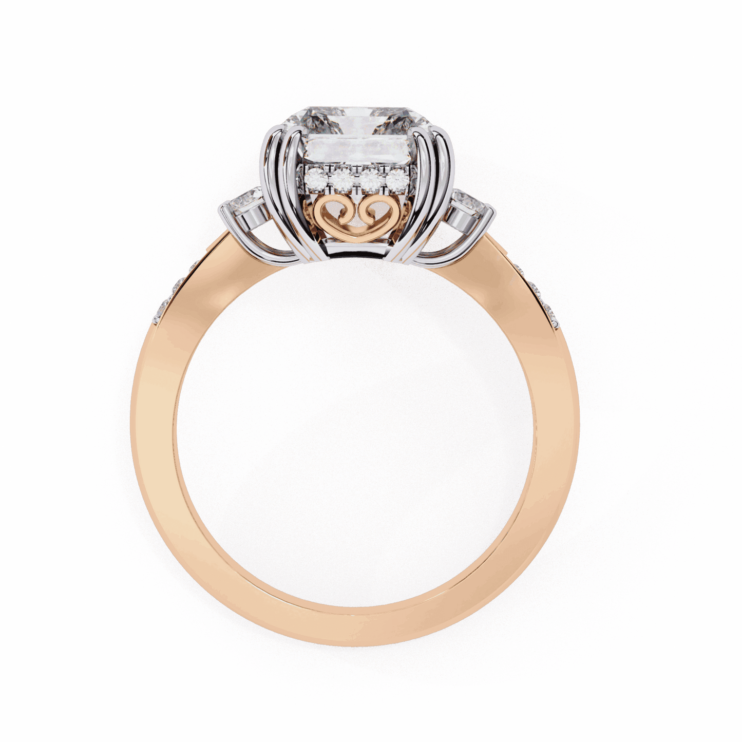 4 Carat Radiant Three Stone Solitaire Ring in Moissanite | House of Estara