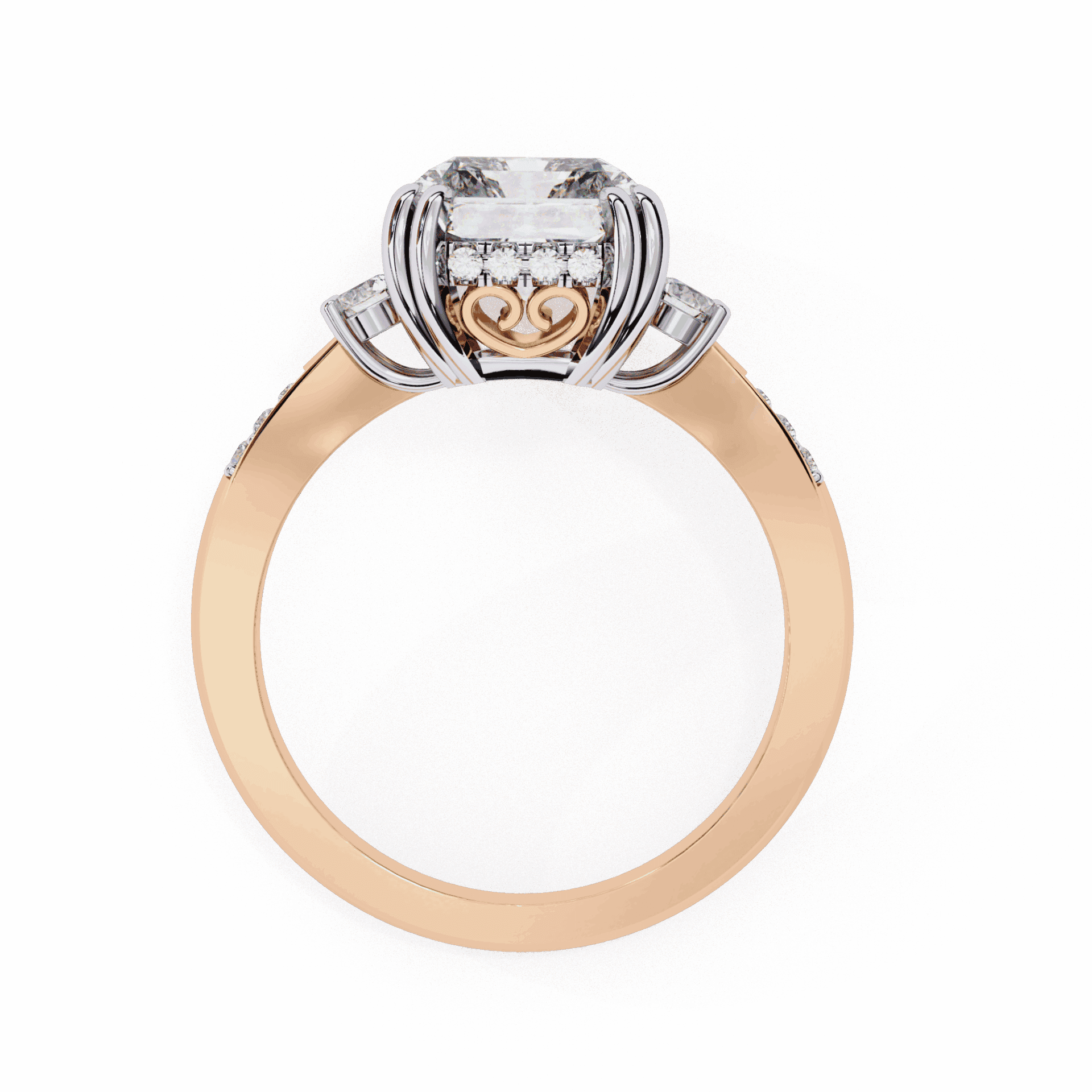 4 Carat Radiant Three Stone Solitaire Ring in Moissanite | House of Estara
