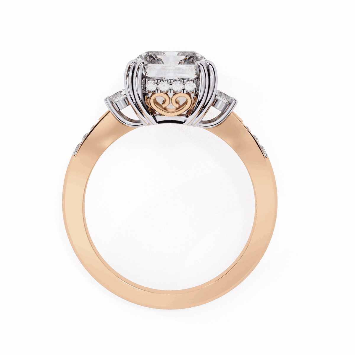 4 Carat Radiant Three Stone Solitaire Ring in Moissanite | House of Estara