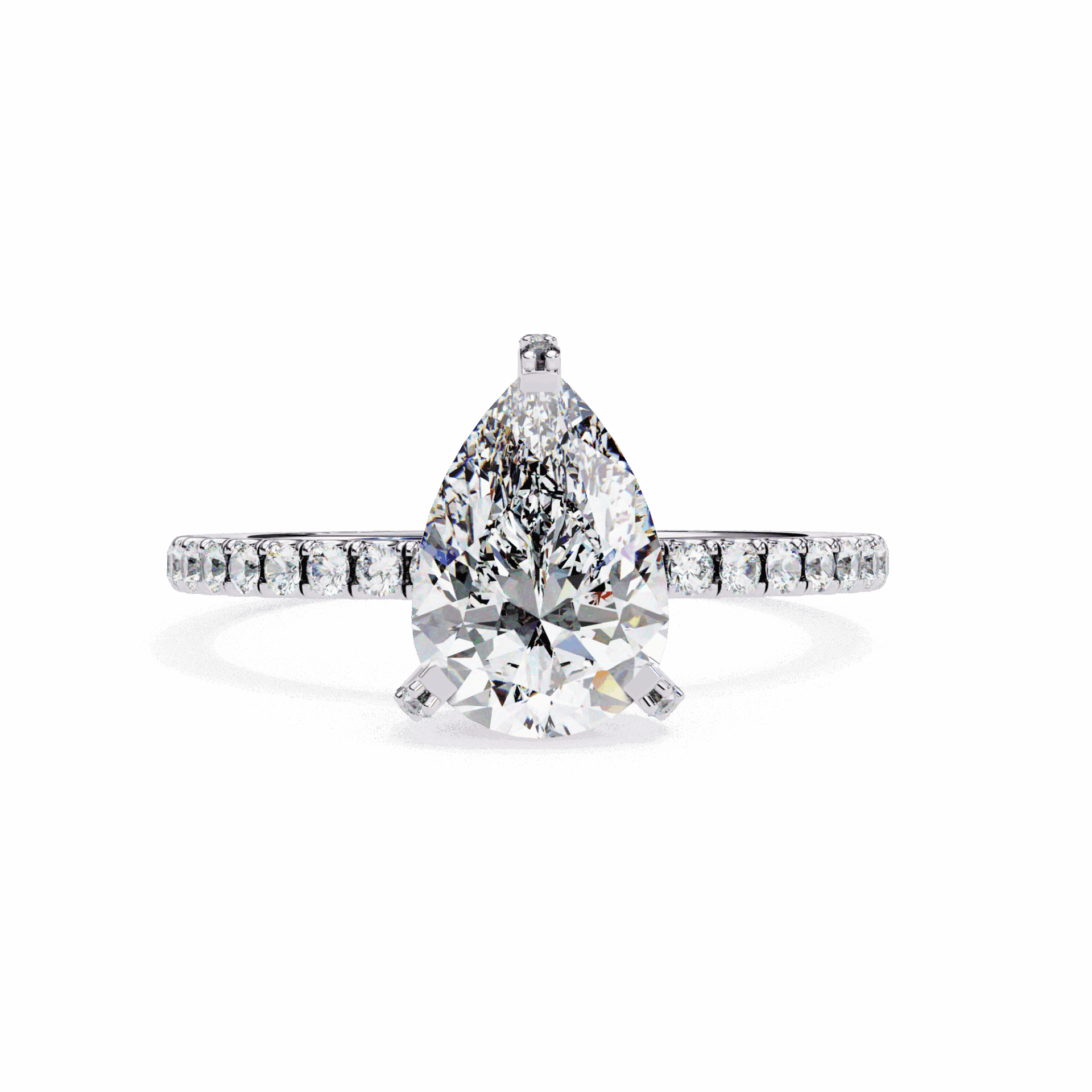 1.5 Carat Pear Hidden Halo Solitaire Ring in Moissanite | House of Estara