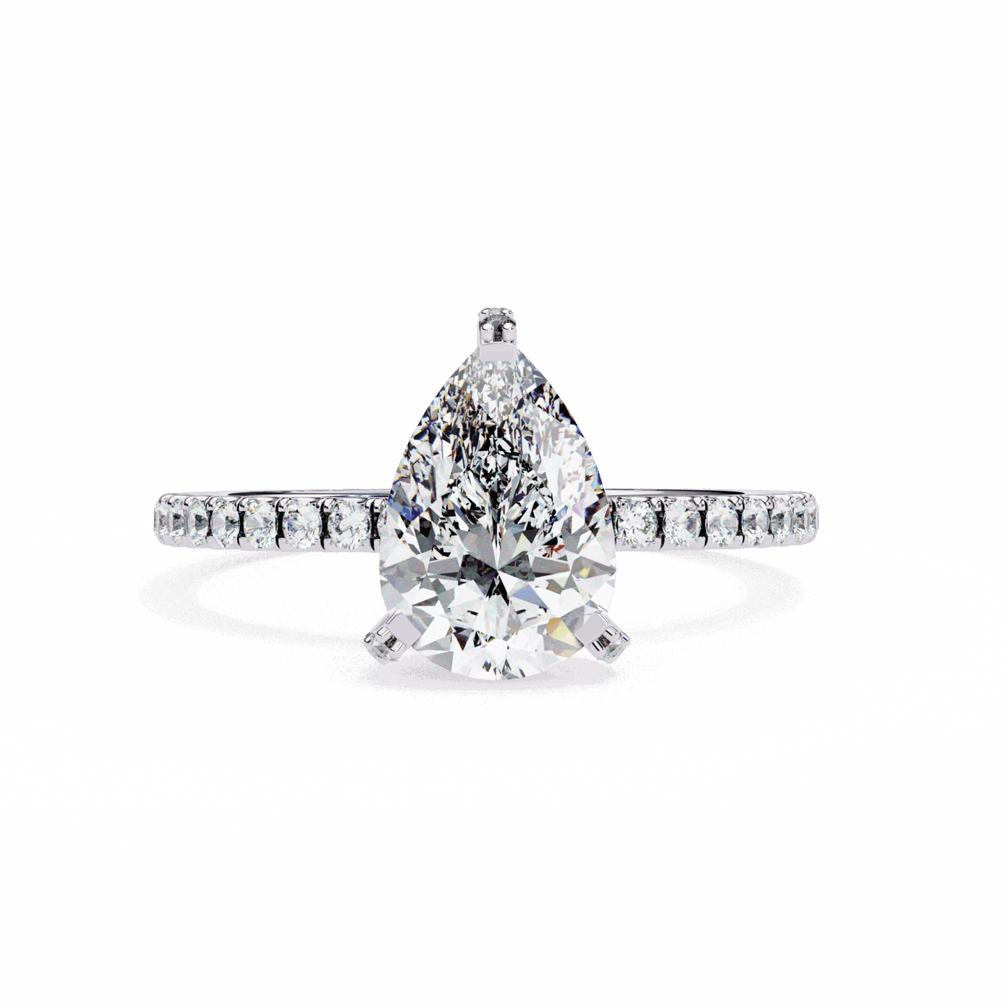 1.5 Carat Pear Hidden Halo Solitaire Ring in Moissanite | House of Estara