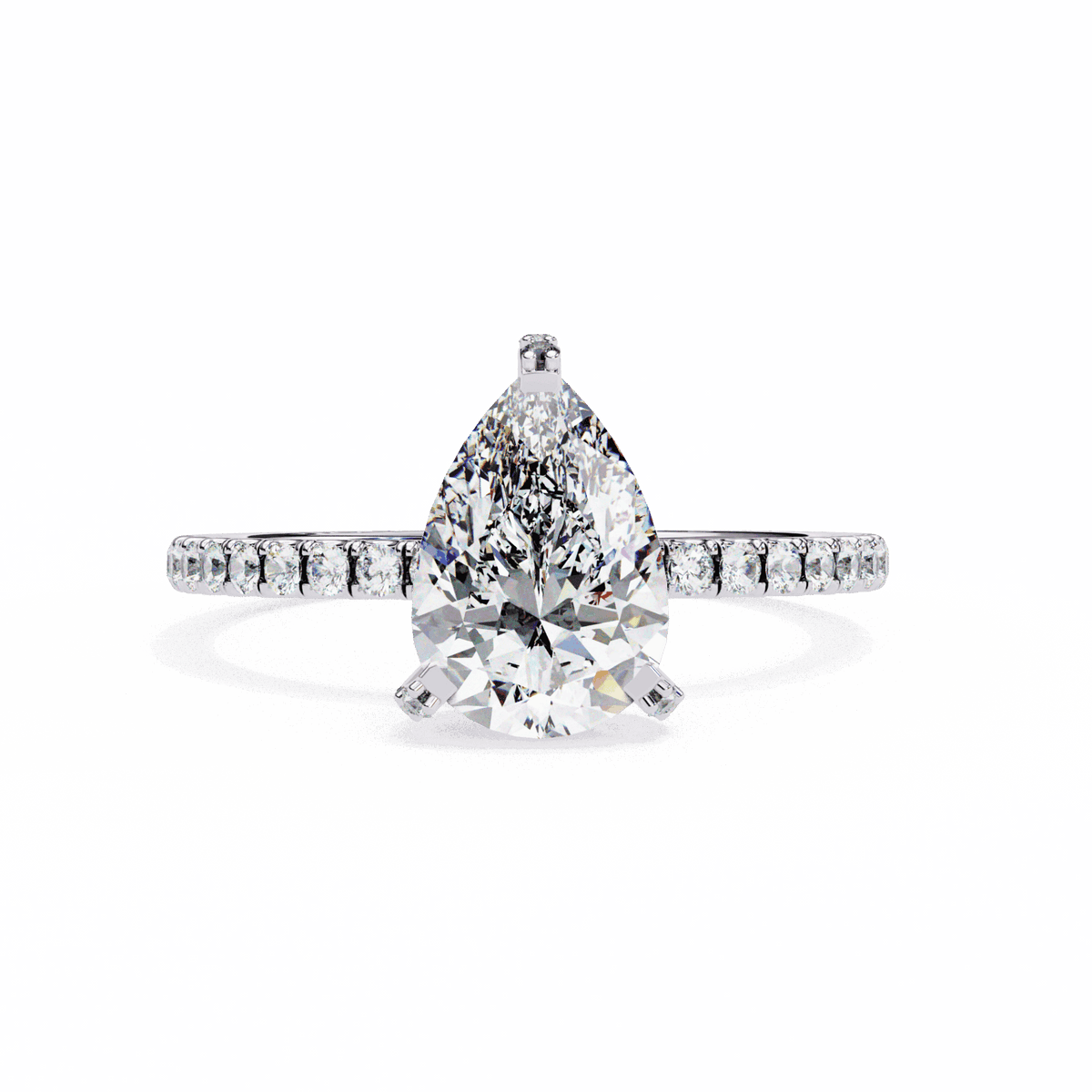1.5 Carat Pear Hidden Halo Solitaire Ring in Moissanite | House of Estara