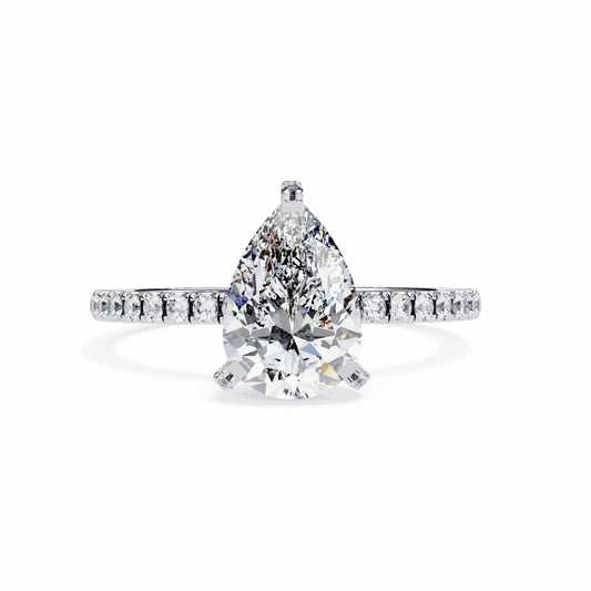 1.5 Carat Pear Hidden Halo Solitaire Ring in Moissanite | House of Estara