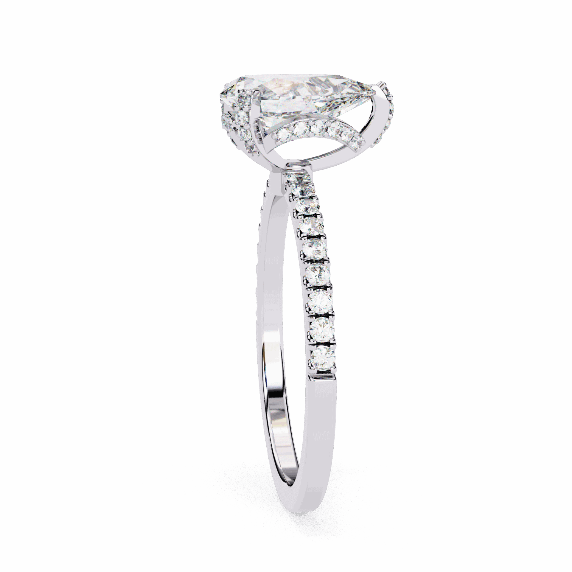 1.5 Carat Pear Hidden Halo Solitaire Ring in Moissanite | House of Estara