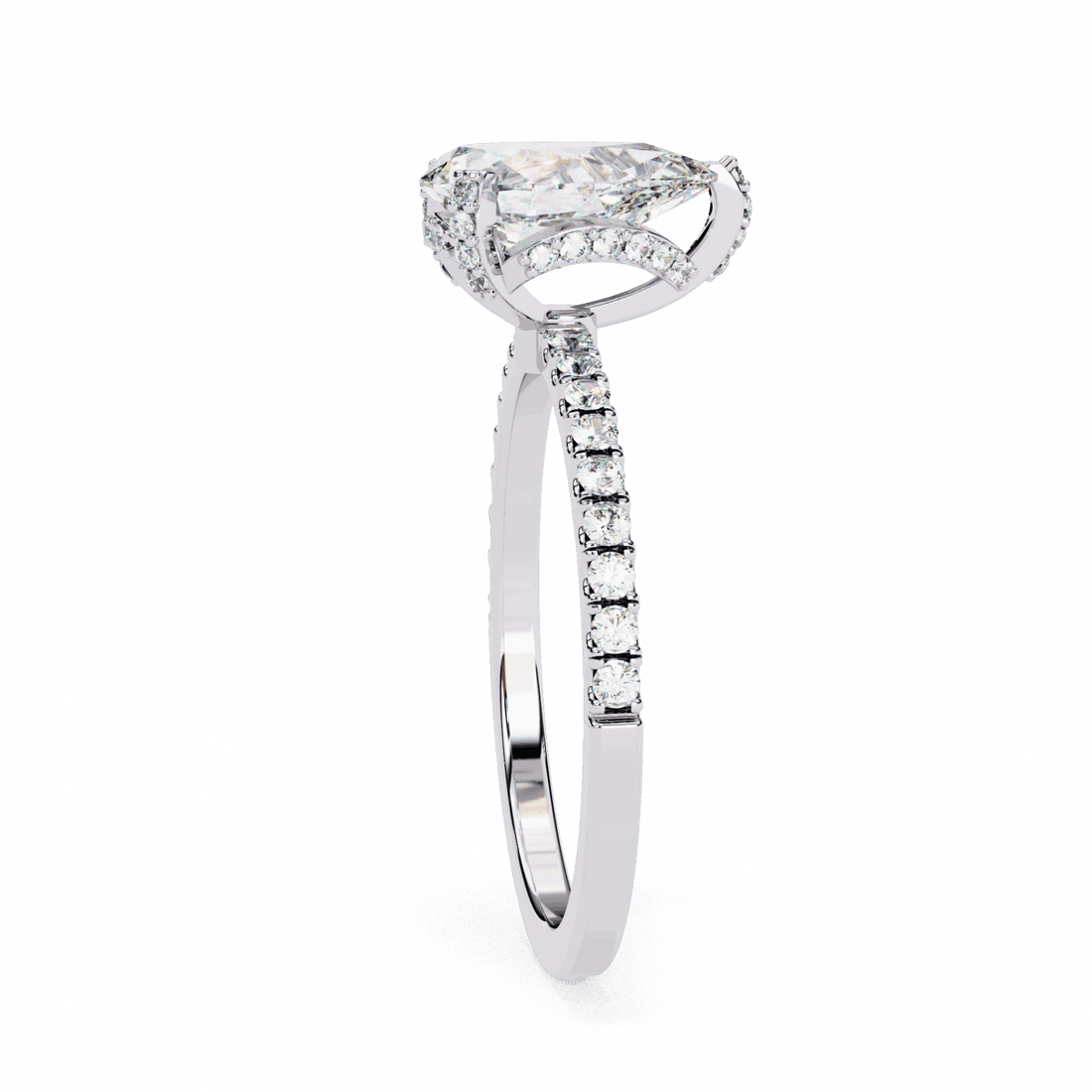 1.5 Carat Pear Hidden Halo Solitaire Ring in Moissanite | House of Estara