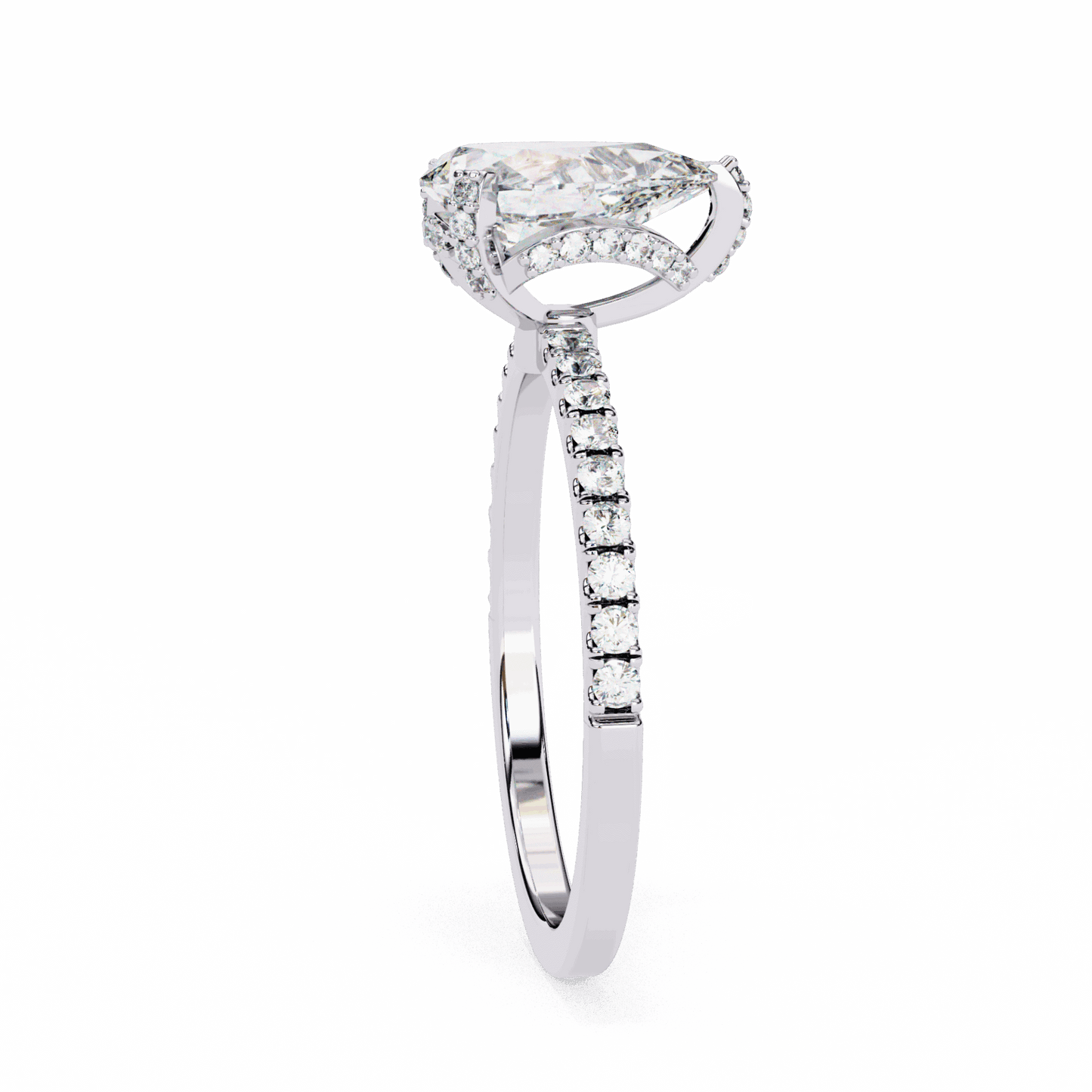 1.5 Carat Pear Hidden Halo Solitaire Ring in Moissanite | House of Estara
