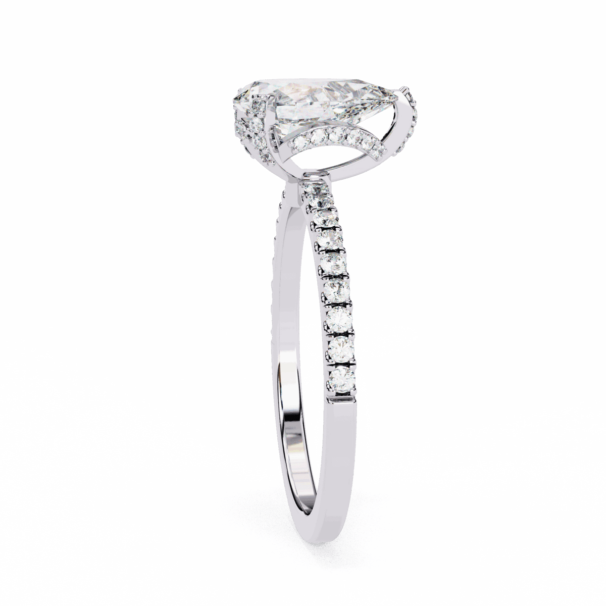 1.5 Carat Pear Hidden Halo Solitaire Ring in Moissanite | House of Estara
