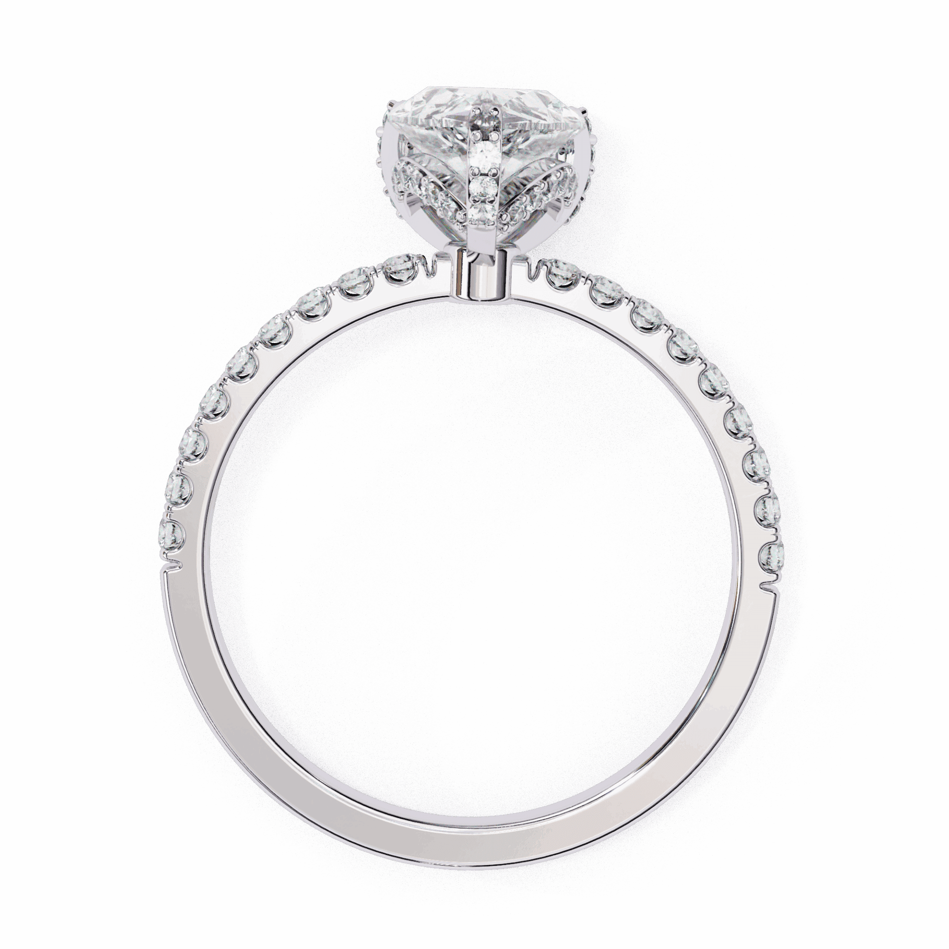 1.5 Carat Pear Hidden Halo Solitaire Ring in Moissanite | House of Estara