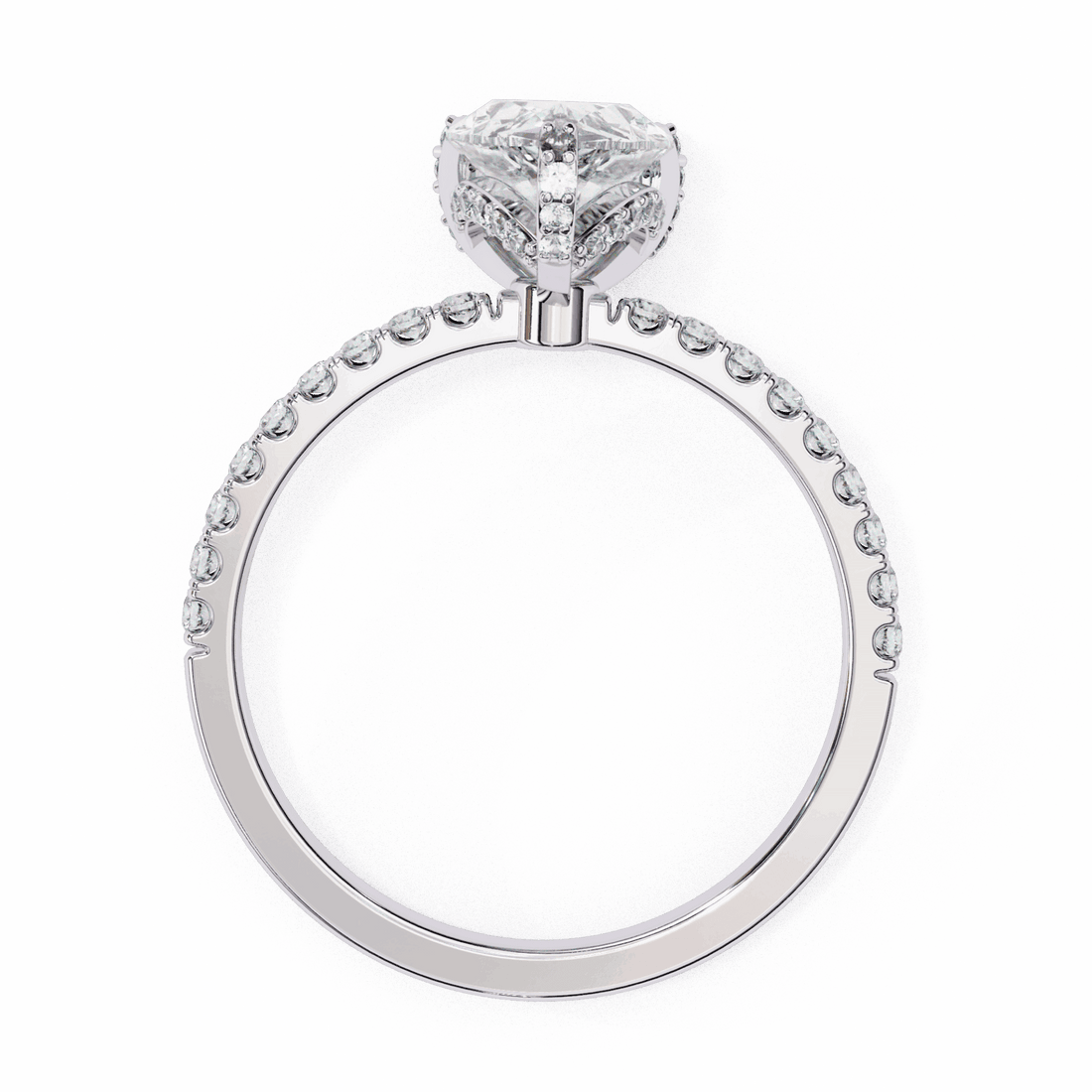 1.5 Carat Pear Hidden Halo Solitaire Ring in Moissanite | House of Estara
