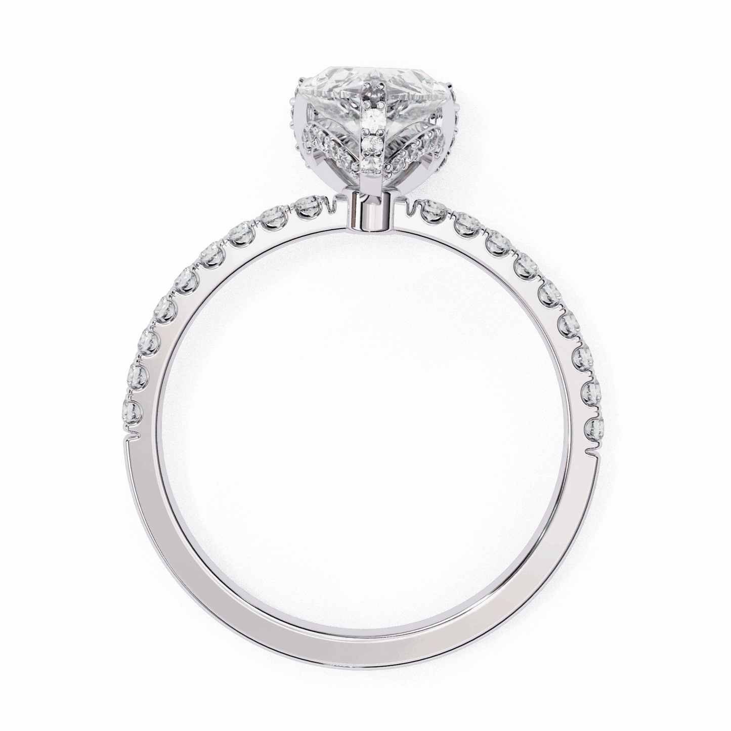 1.5 Carat Pear Hidden Halo Solitaire Ring in Moissanite | House of Estara