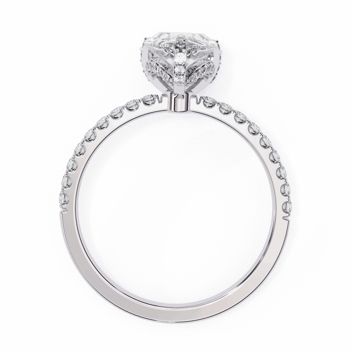 1.5 Carat Pear Hidden Halo Solitaire Ring in Moissanite | House of Estara