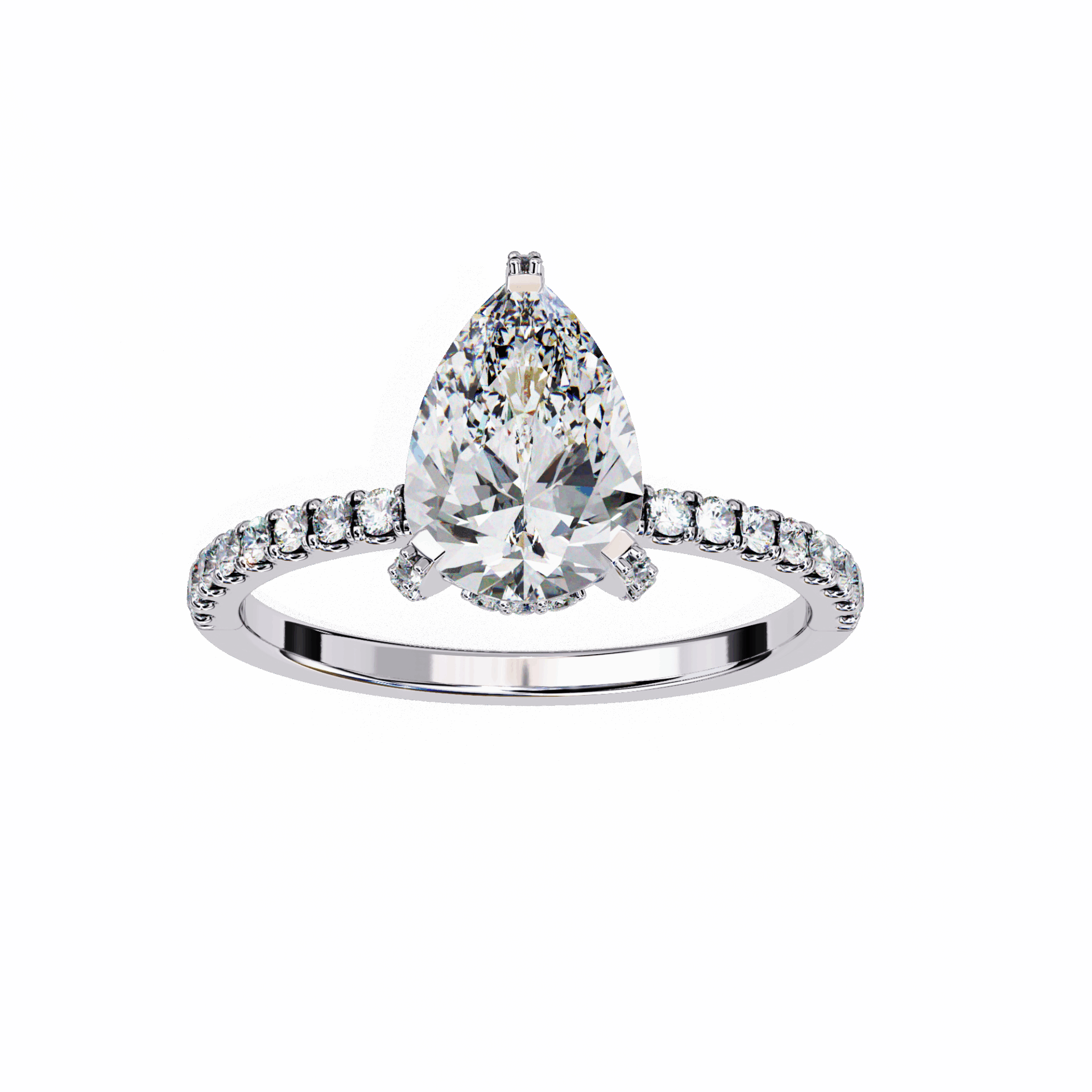 1.5 Carat Pear Hidden Halo Solitaire Ring in Moissanite | House of Estara