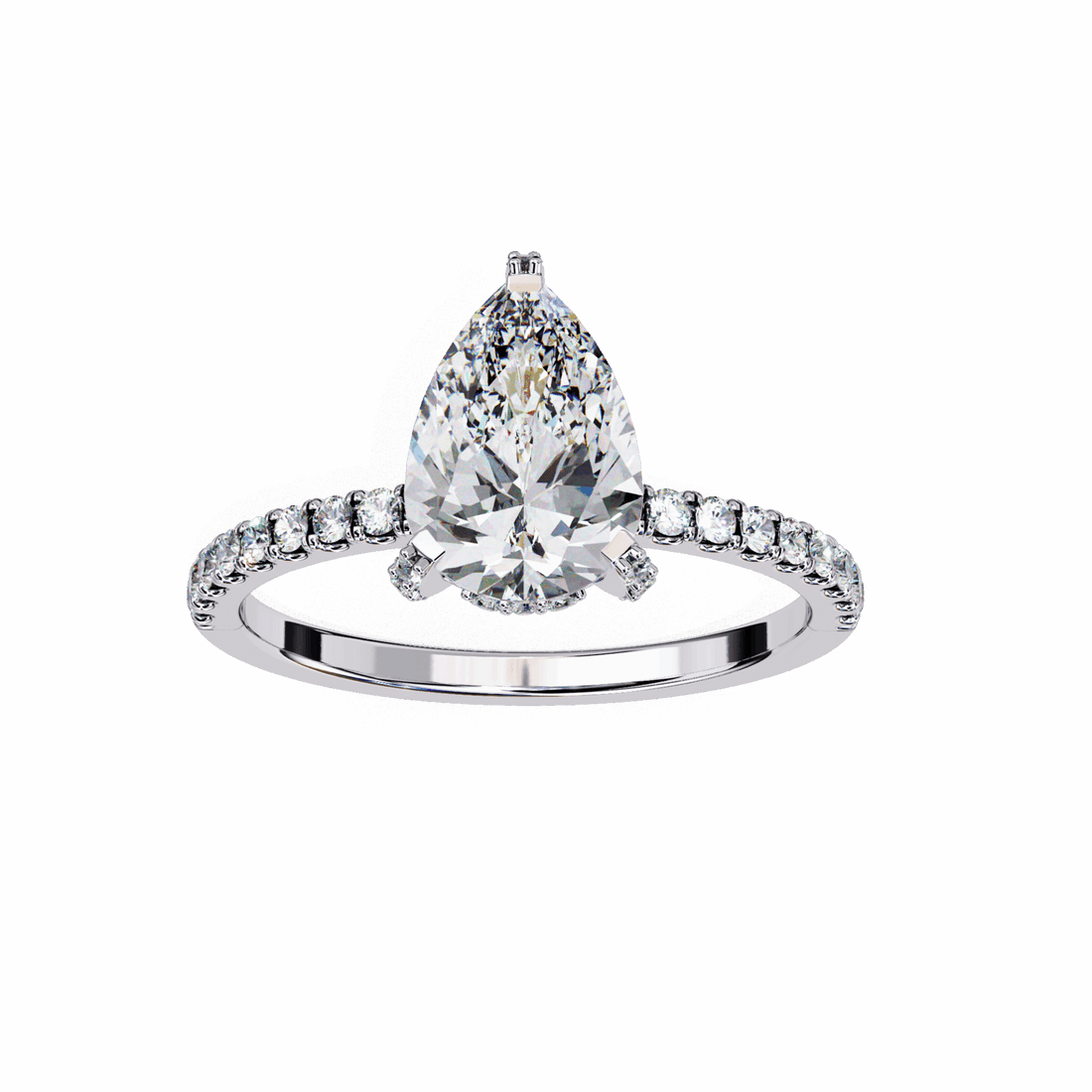 1.5 Carat Pear Hidden Halo Solitaire Ring in Moissanite | House of Estara