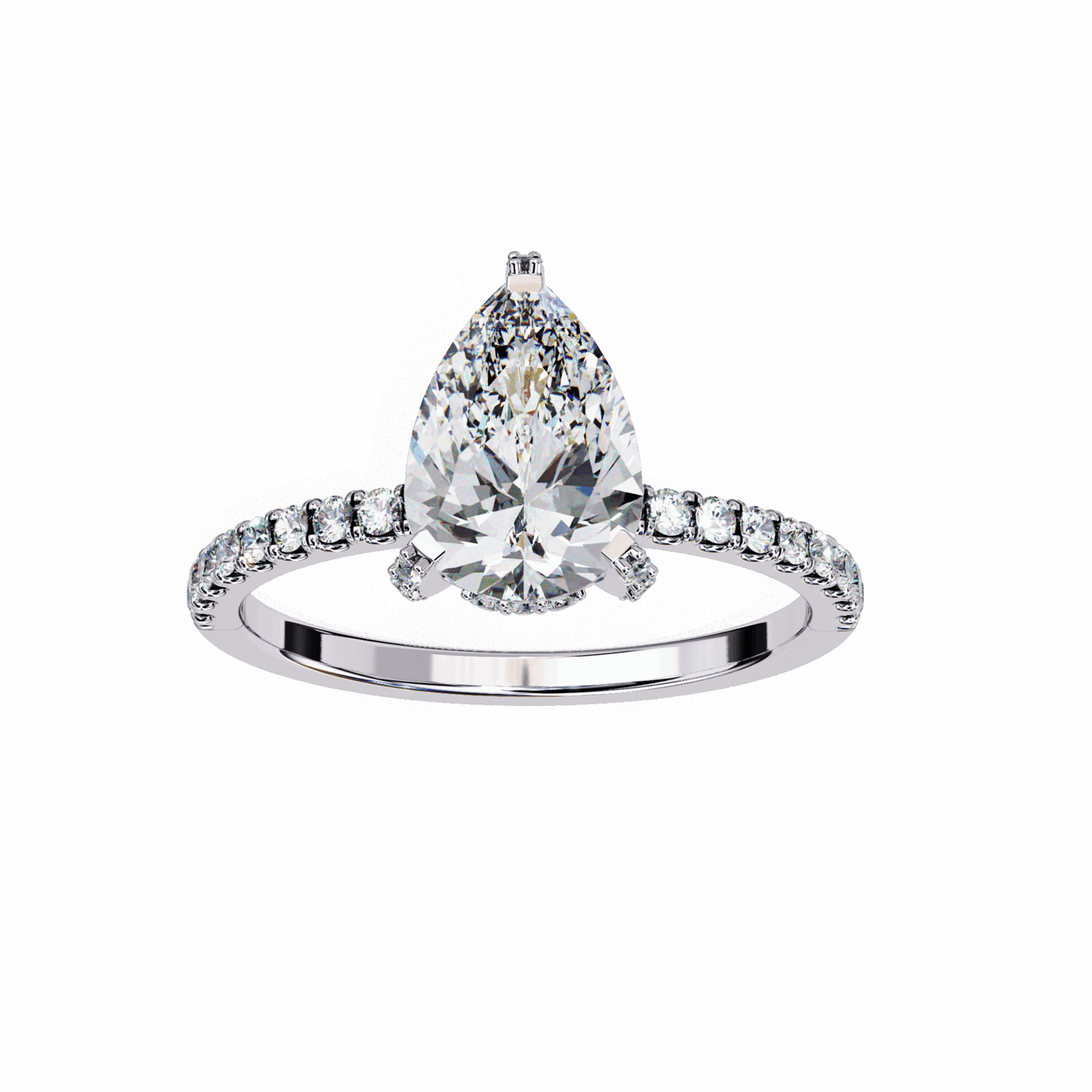 1.5 Carat Pear Hidden Halo Solitaire Ring in Moissanite | House of Estara