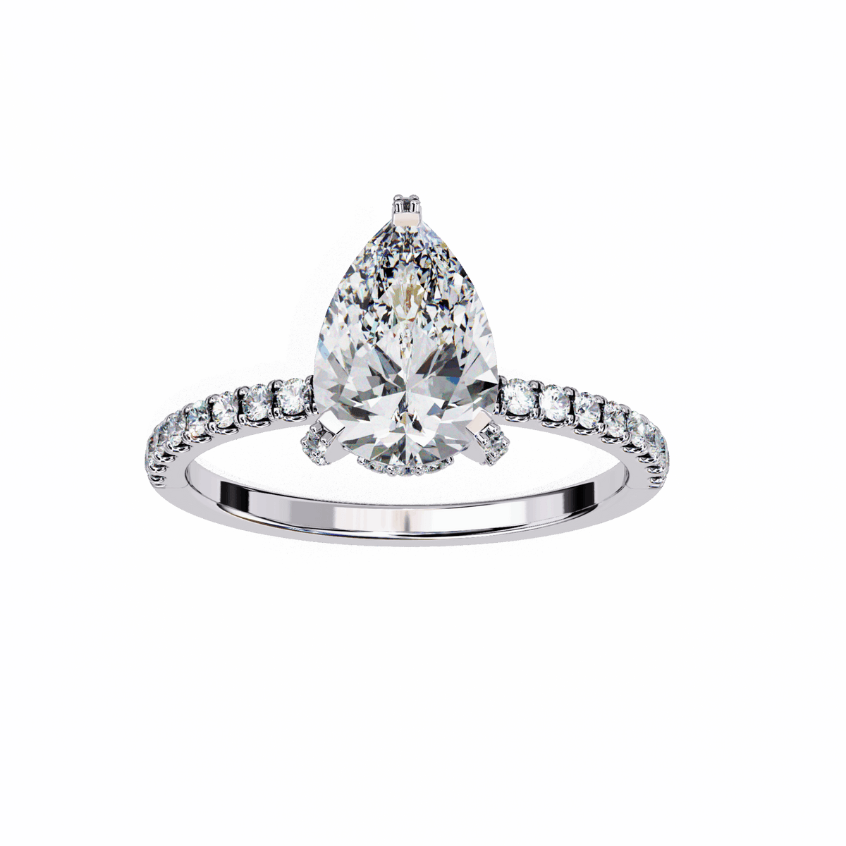 1.5 Carat Pear Hidden Halo Solitaire Ring in Moissanite | House of Estara
