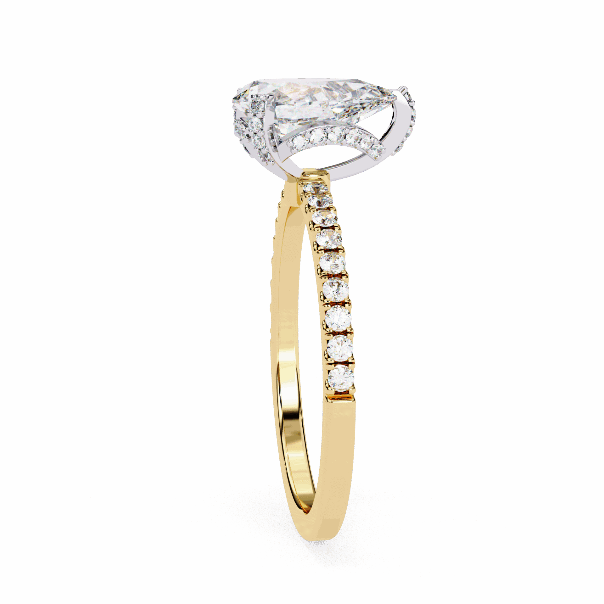 1.5 Carat Pear Hidden Halo Solitaire Ring in Moissanite | House of Estara