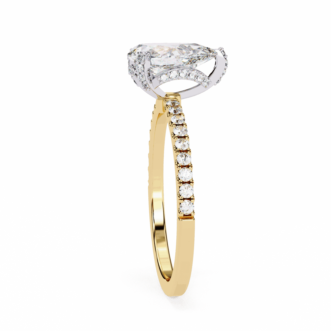 1.5 Carat Pear Hidden Halo Solitaire Ring in Moissanite | House of Estara