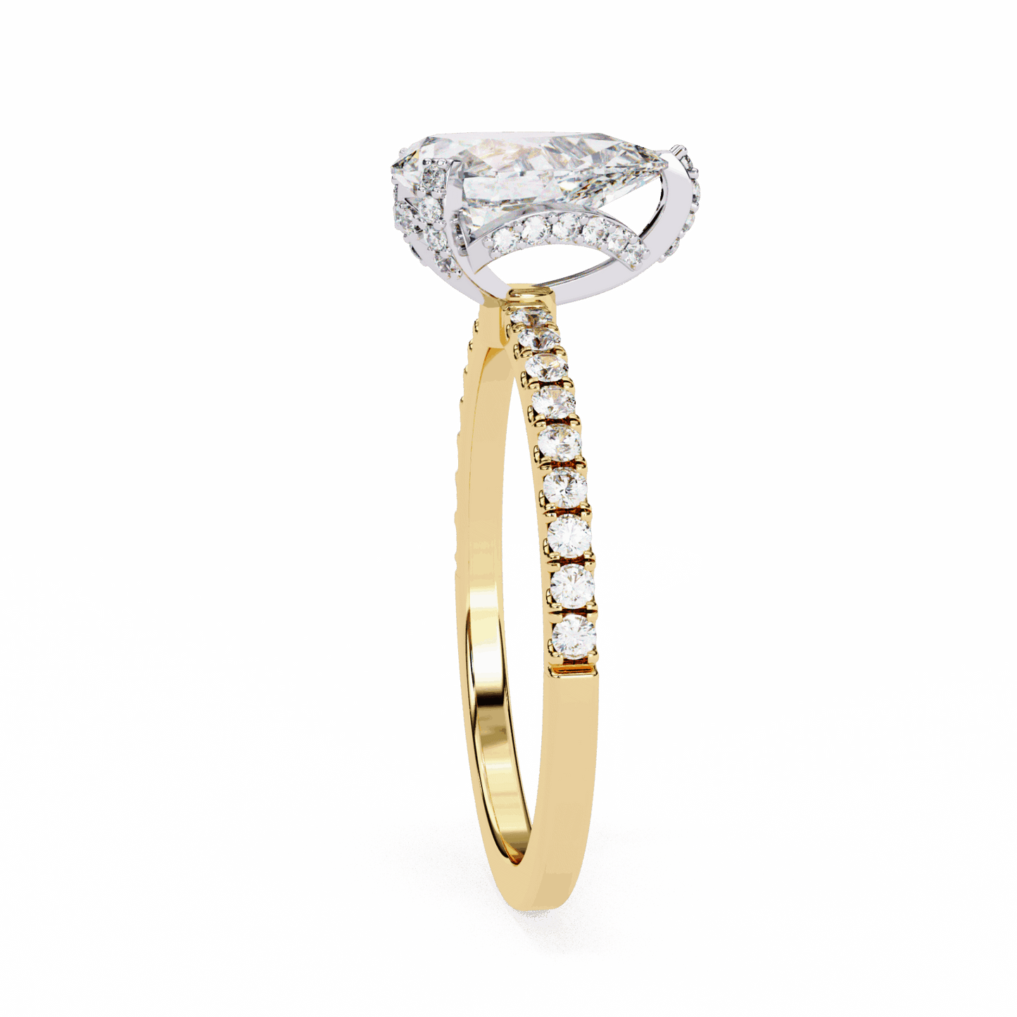 1.5 Carat Pear Hidden Halo Solitaire Ring in Moissanite | House of Estara
