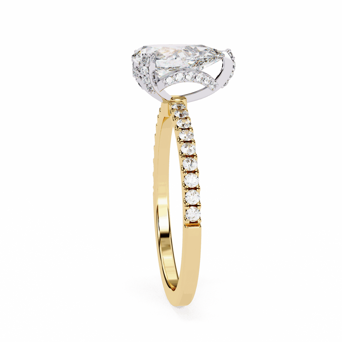 1.5 Carat Pear Hidden Halo Solitaire Ring in Moissanite | House of Estara
