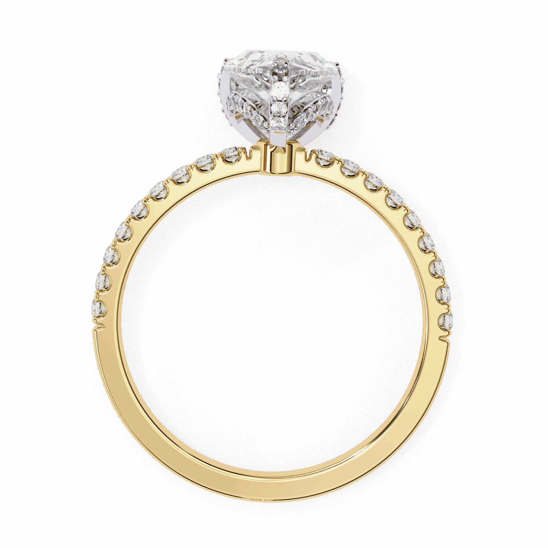 1.5 Carat Pear Hidden Halo Solitaire Ring in Moissanite | House of Estara