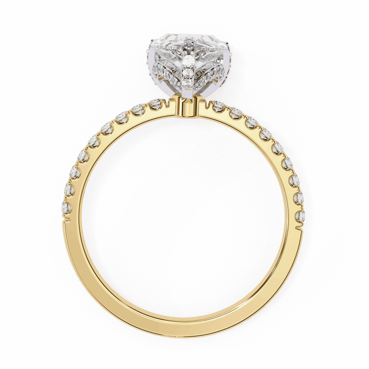 1.5 Carat Pear Hidden Halo Solitaire Ring in Moissanite | House of Estara