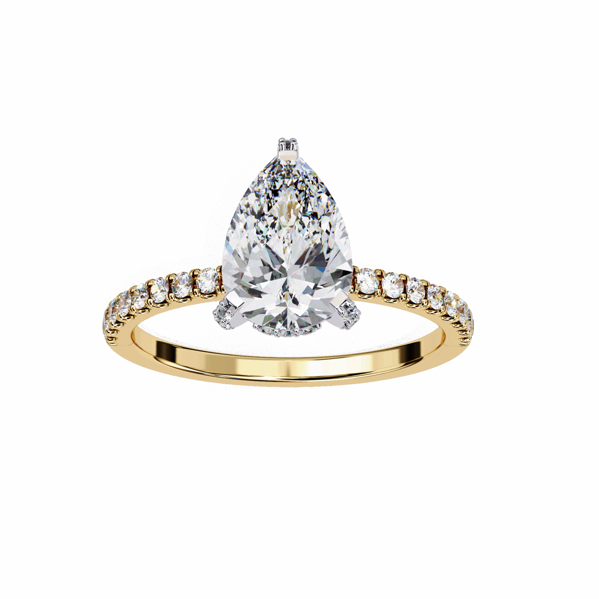 1.5 Carat Pear Hidden Halo Solitaire Ring in Moissanite | House of Estara