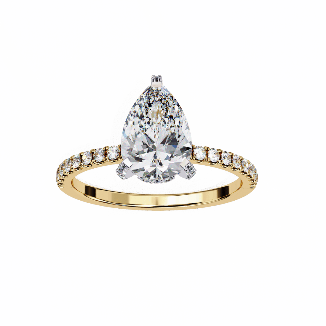 1.5 Carat Pear Hidden Halo Solitaire Ring in Moissanite | House of Estara