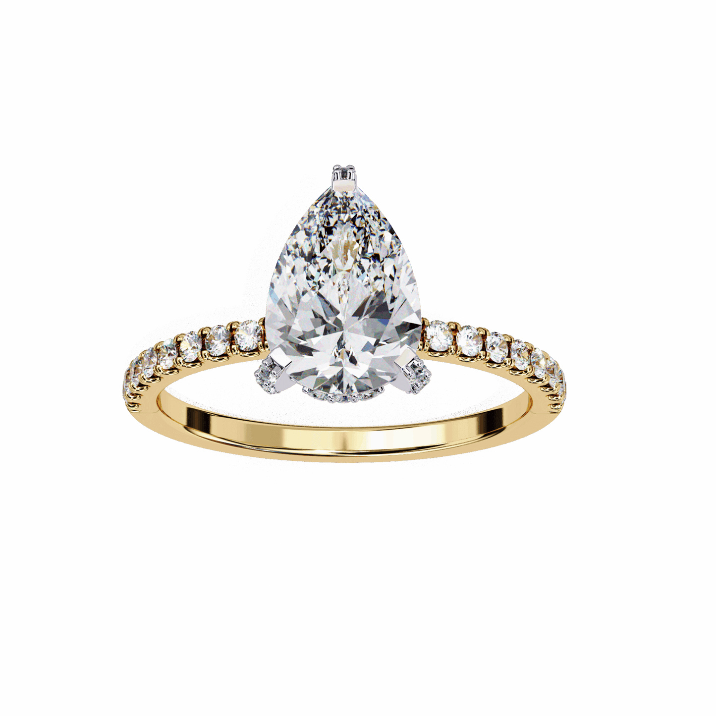 1.5 Carat Pear Hidden Halo Solitaire Ring in Moissanite | House of Estara