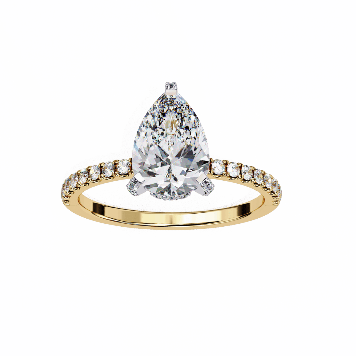 1.5 Carat Pear Hidden Halo Solitaire Ring in Moissanite | House of Estara