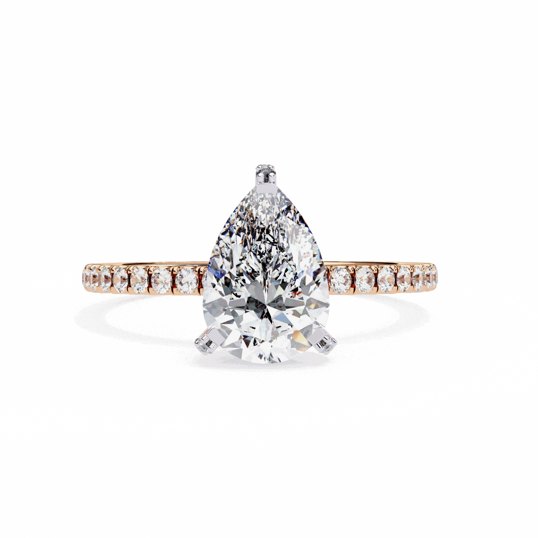 1.5 Carat Pear Hidden Halo Solitaire Ring in Moissanite | House of Estara