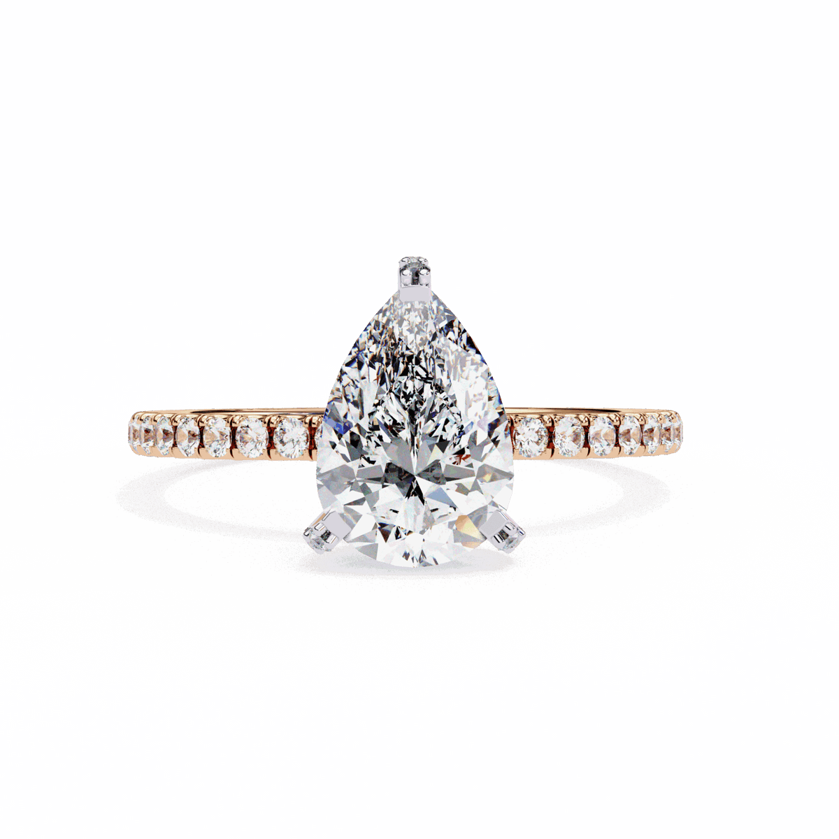 1.5 Carat Pear Hidden Halo Solitaire Ring in Moissanite | House of Estara