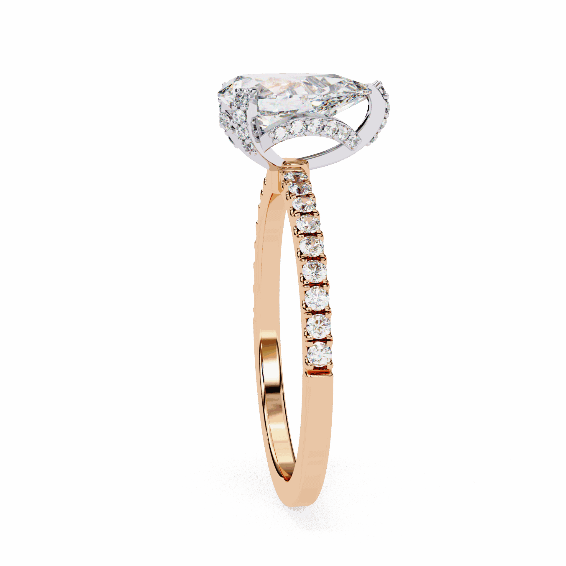 1.5 Carat Pear Hidden Halo Solitaire Ring in Moissanite | House of Estara