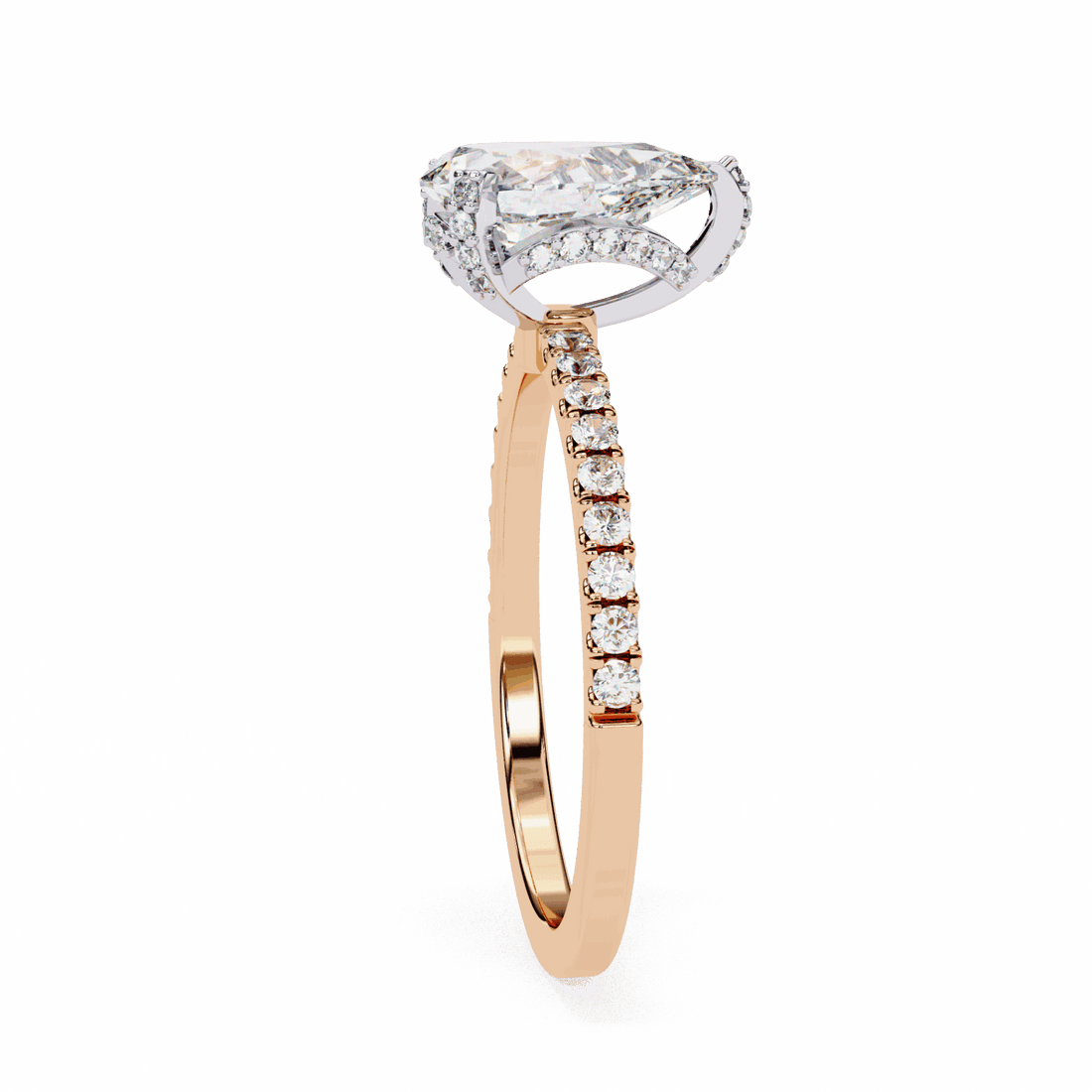 1.5 Carat Pear Hidden Halo Solitaire Ring in Moissanite | House of Estara