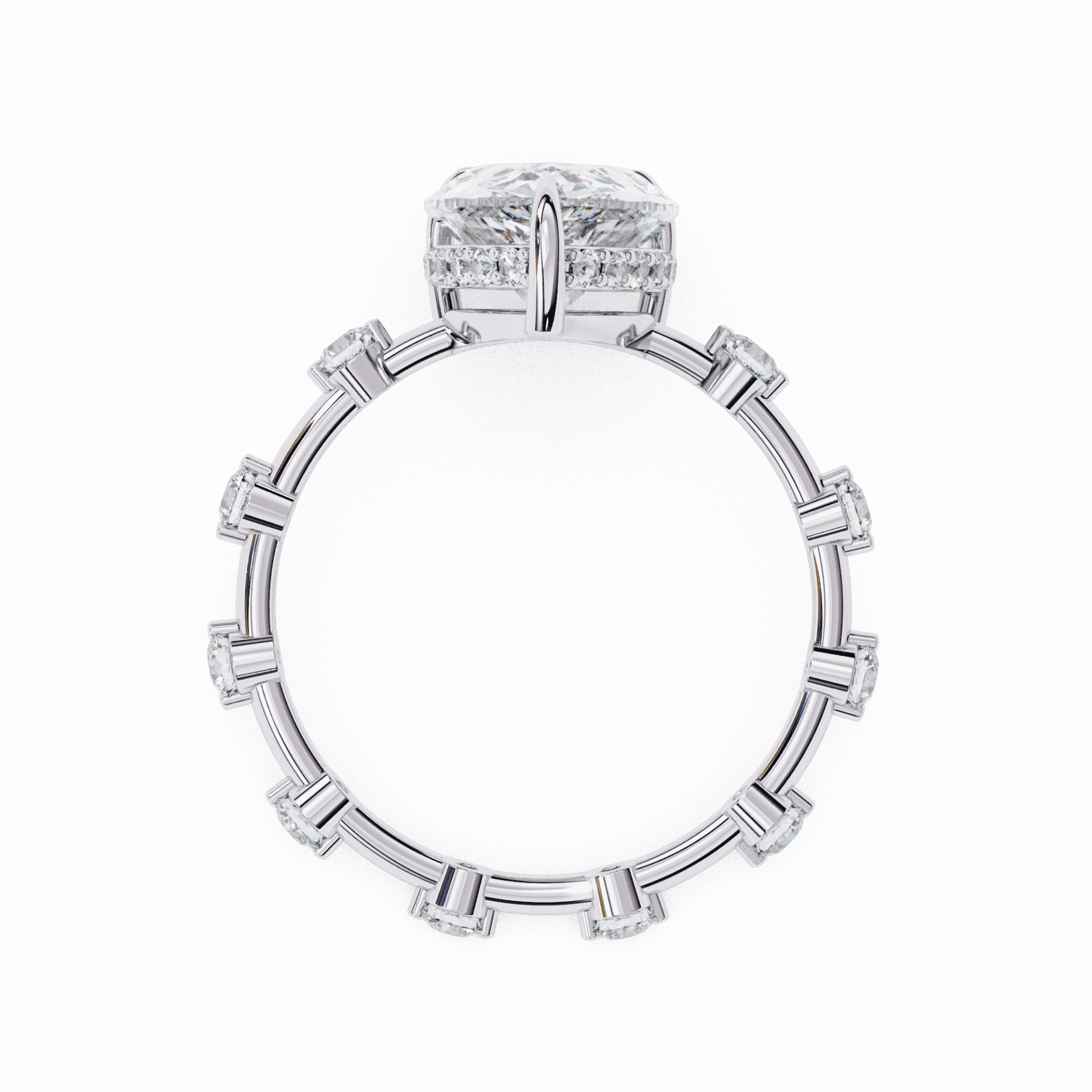 3.5 Carat Pear Side Stone Solitaire Ring in Moissanite | House of Estara