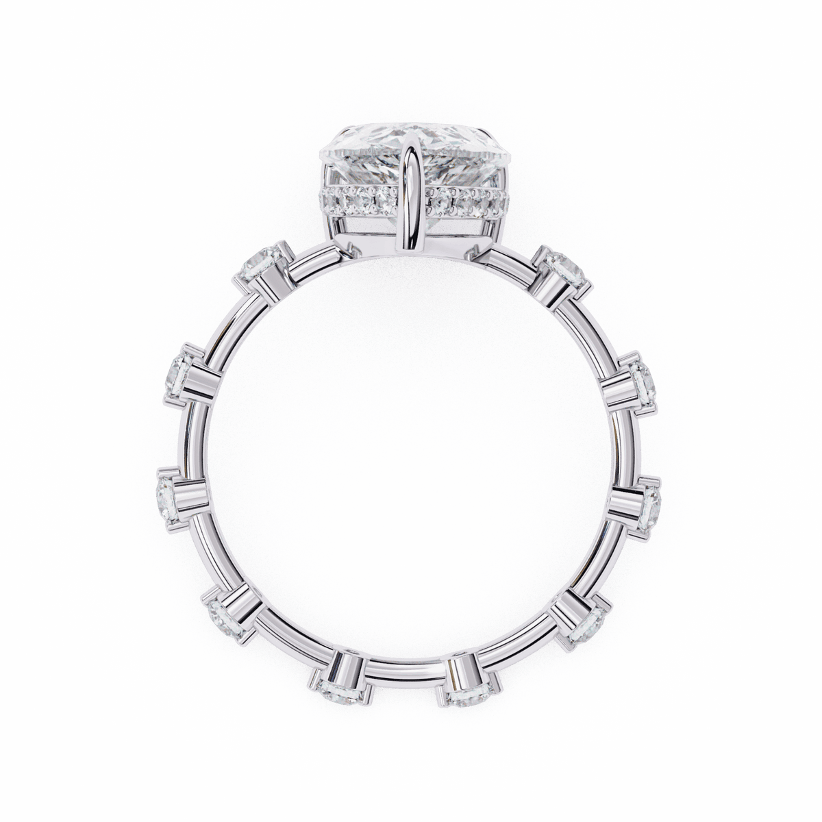 3.5 Carat Pear Side Stone Solitaire Ring in Moissanite | House of Estara