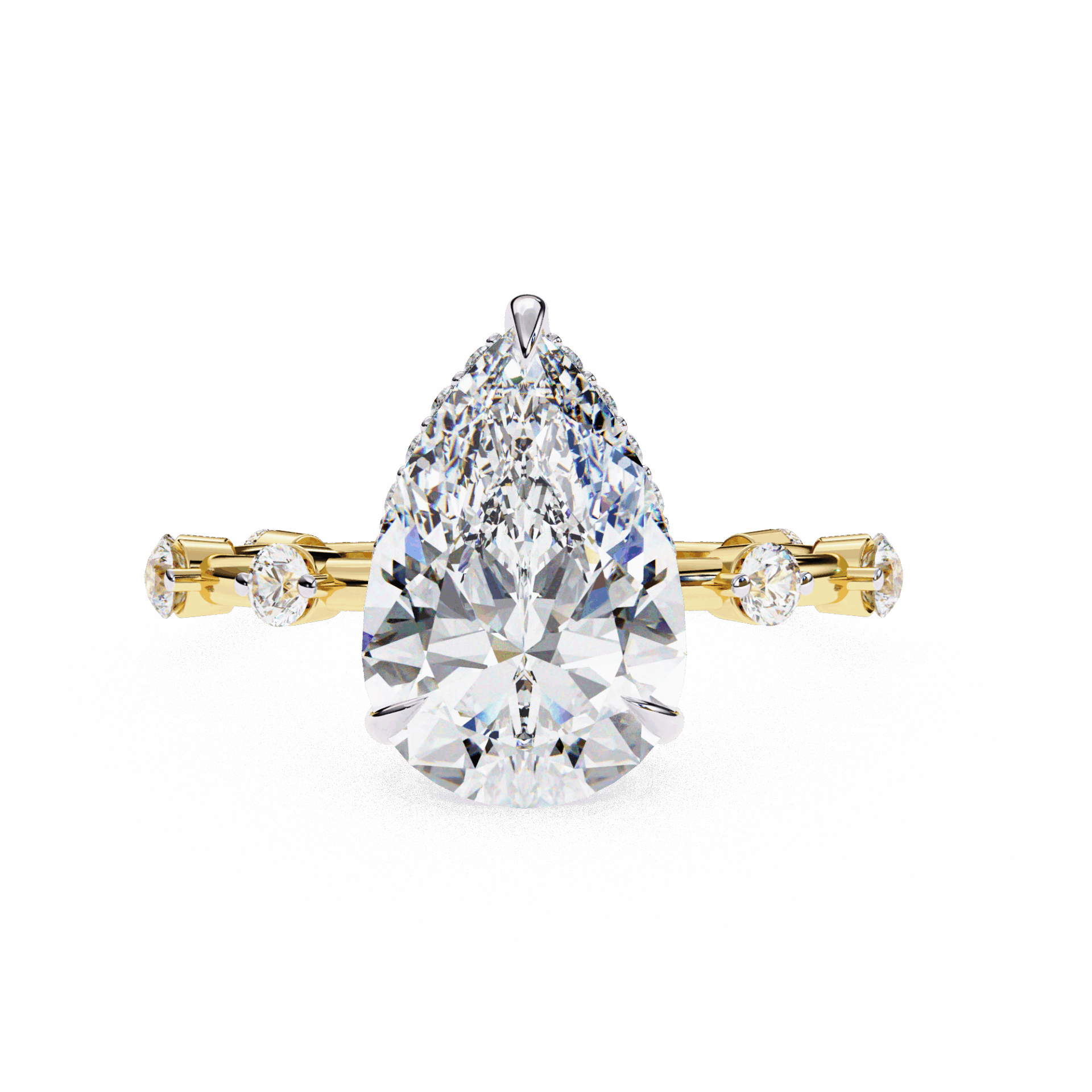 3.5 Carat Pear Side Stone Solitaire Ring in Moissanite | House of Estara