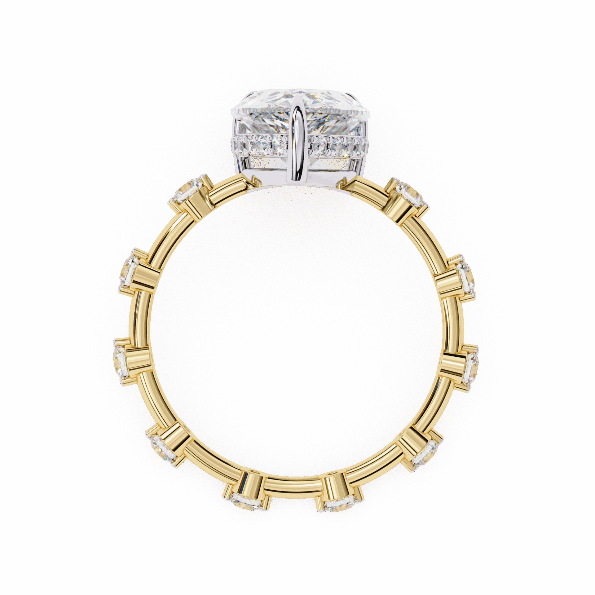 3.5 Carat Pear Side Stone Solitaire Ring in Moissanite | House of Estara