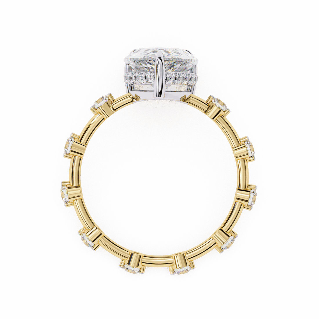3.5 Carat Pear Side Stone Solitaire Ring in Moissanite | House of Estara