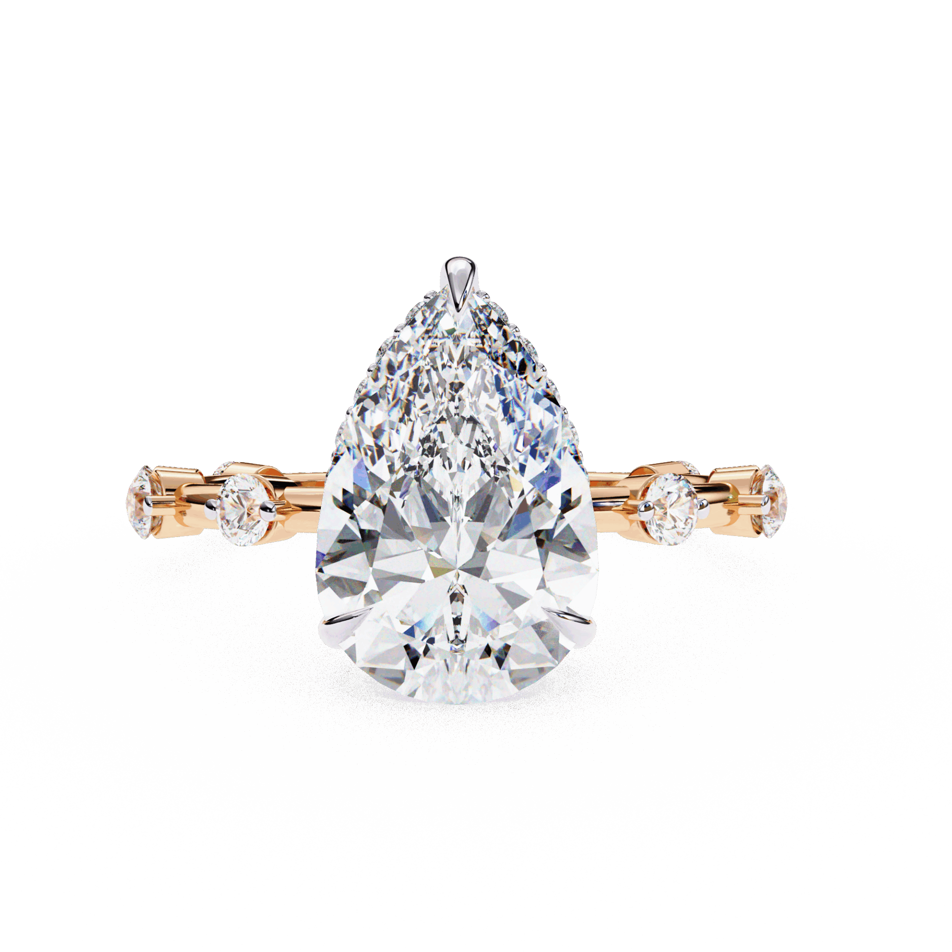 3.5 Carat Pear Side Stone Solitaire Ring in Moissanite | House of Estara