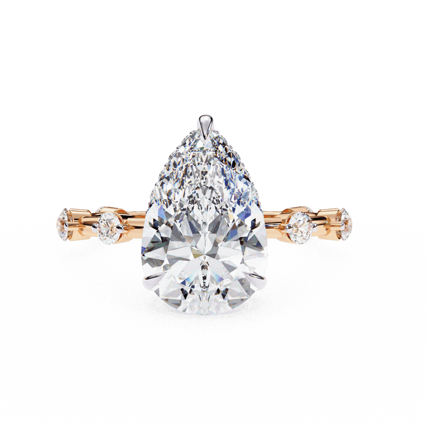 3.5 Carat Pear Side Stone Solitaire Ring in Moissanite | House of Estara
